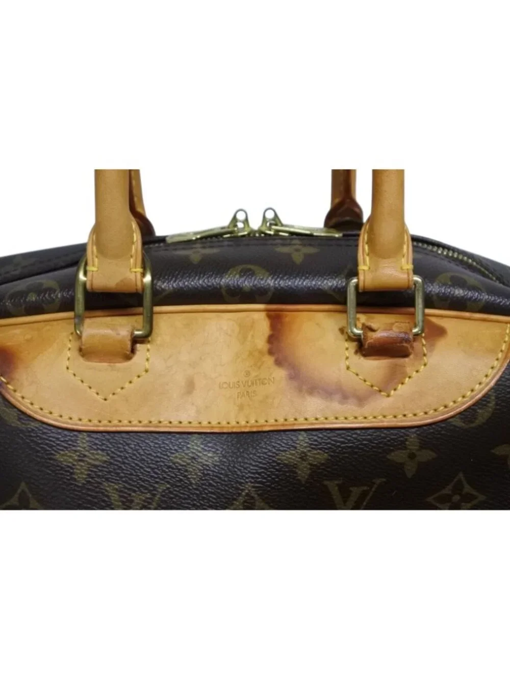 Louis Vuitton Monogram Deauville Handbag Brown Logo Bag
